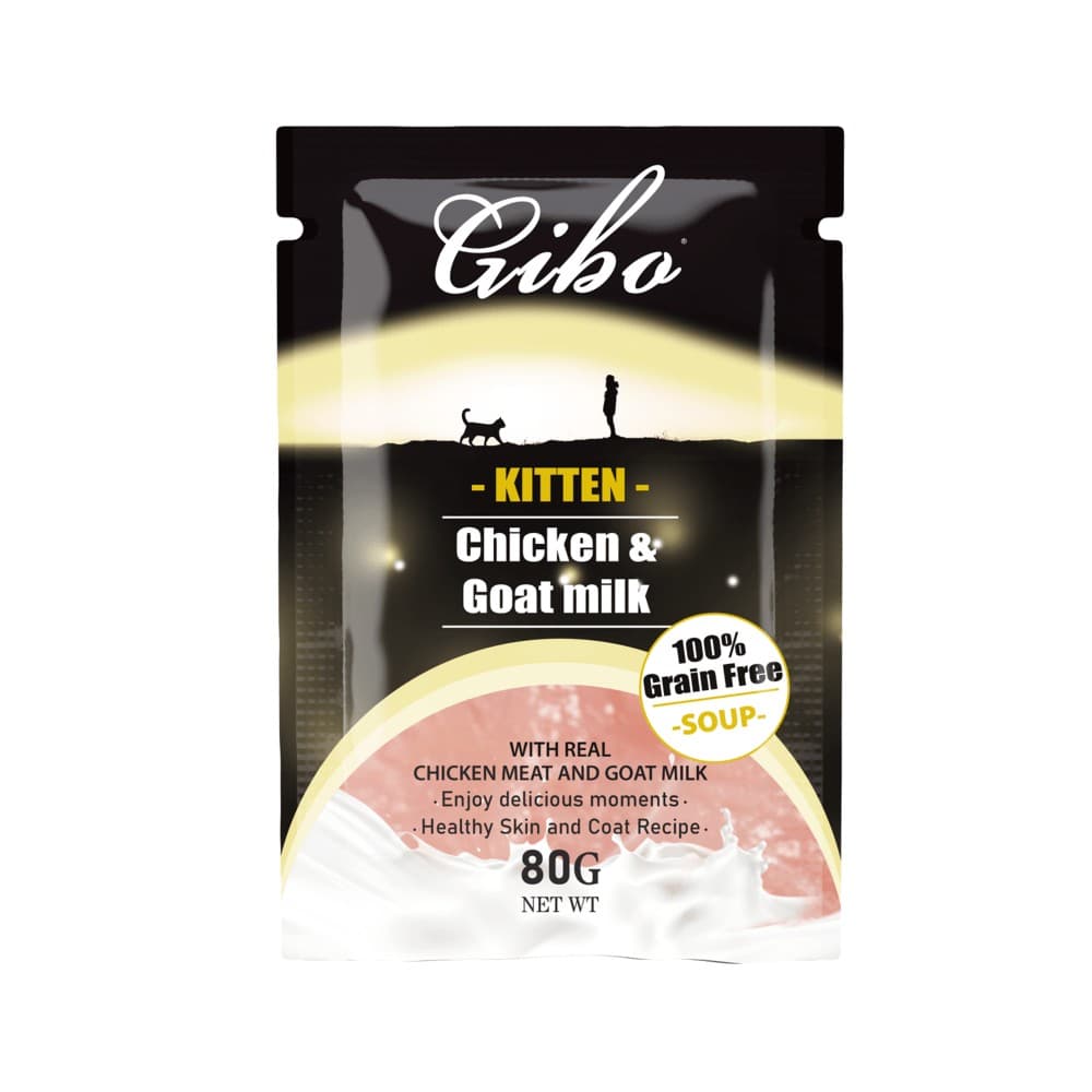 Gibo GRAIN FREE Kitten Cat Pouch Soup Chicken & Goat Milk 80g (Liquid)