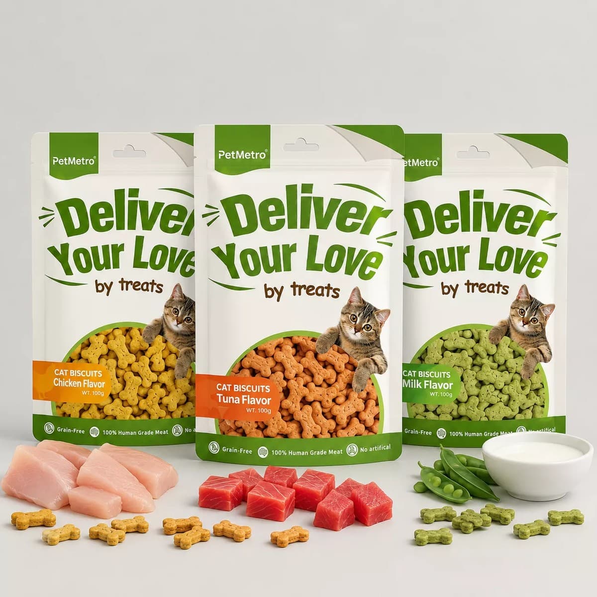 PetMetro Deliver Your Love Cat Biscuits in Tuna Flavor 100g