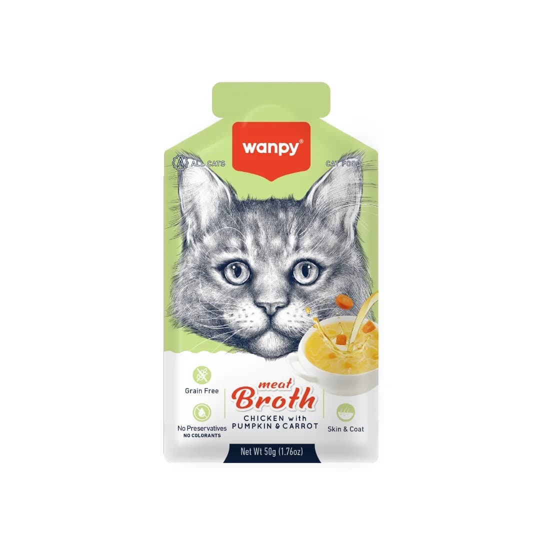 Wanpy Meat Broth Cat Pouch Chicken, Pumpkin & Carrot 50 gm