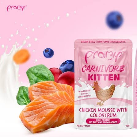 Pramy Carnivore Pouch Chicken Mousse with Colostrum for Kittens 70 gm
