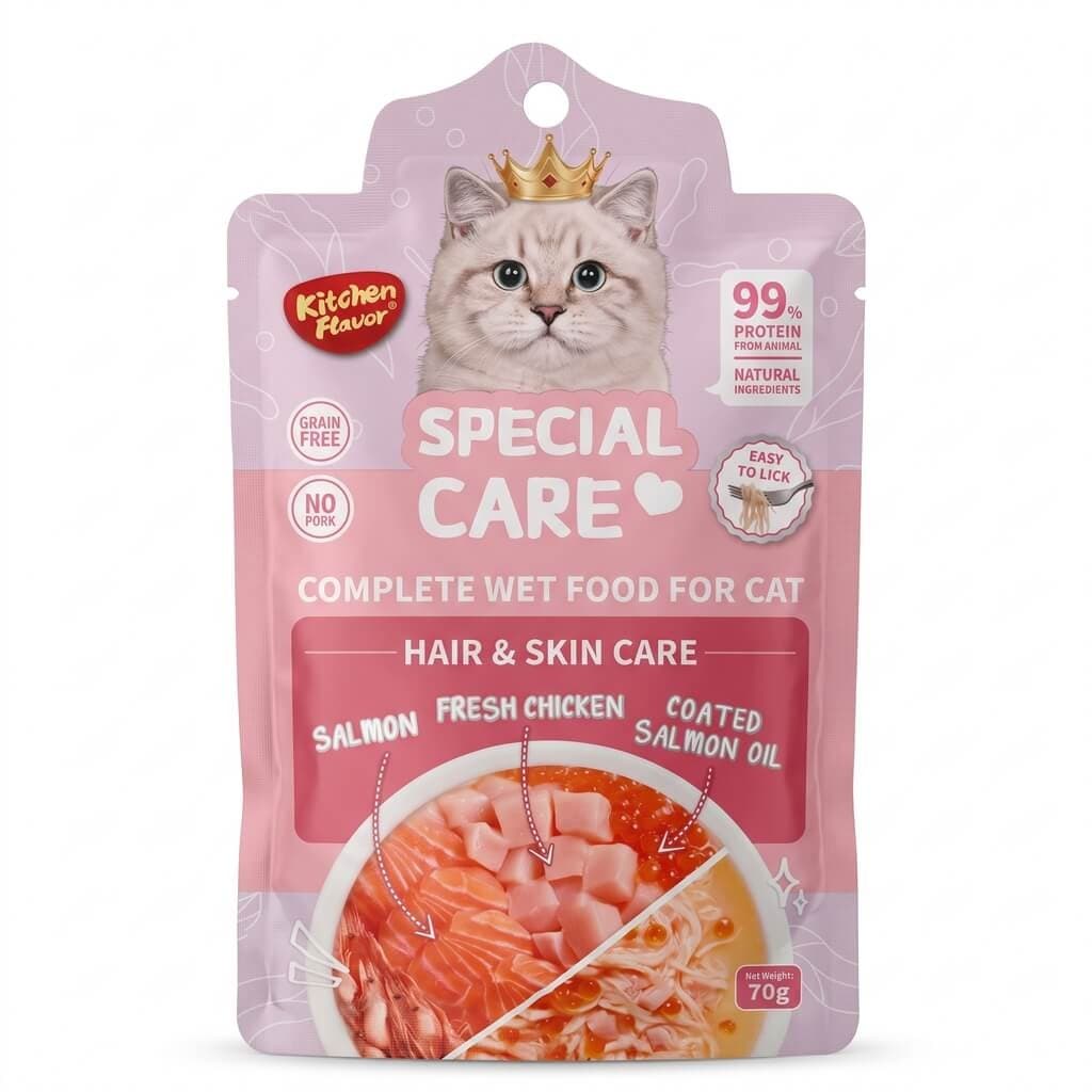 Kitchen Flavor Special Care Complete Cat Food Pouch Hair & Skin Care 70gm