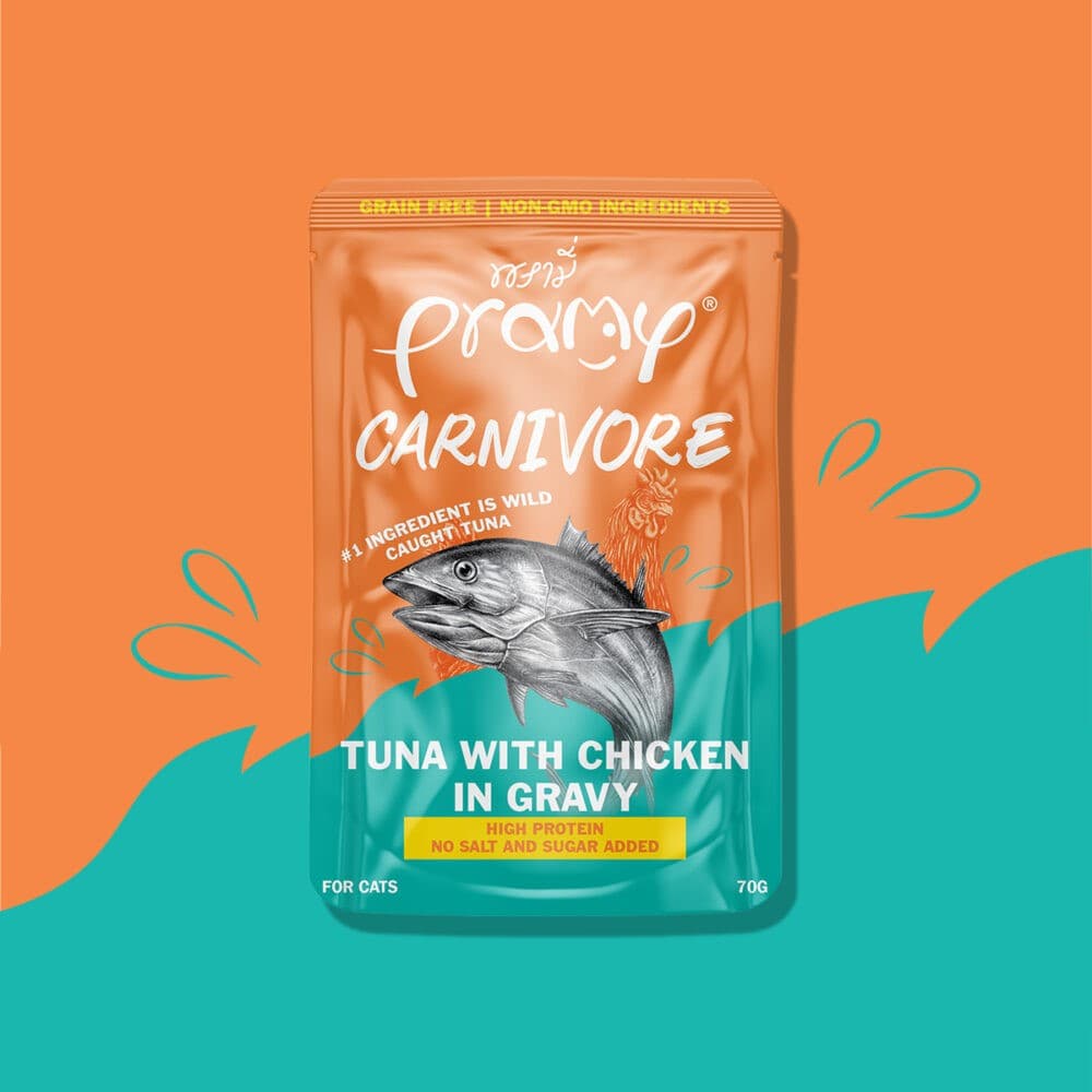 Pramy Carnivore Pouch Tuna with Chicken in Gravy for All Cats 70gm