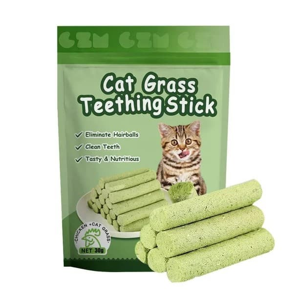 Cat Grass 6pcs Teething Stick set with Chicken Flavor for Pet Cat (30g)