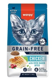 Wanpy Grain Free Super Premium Dry Cat Food Kitten Chicken 1.5KG