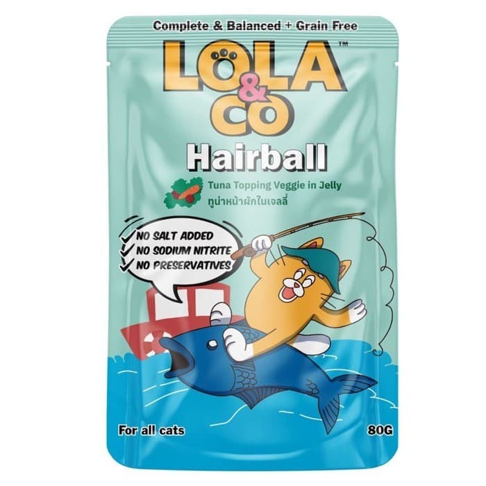 Lola & Co HAIRBALL Pouch Tuna Topping Veggie in Jelly 80gm