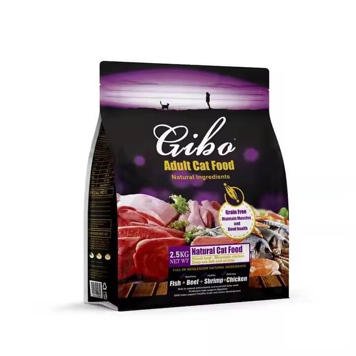 GIBO Grain Free Adult Cat Food Fish, Beef, Shrimp & Chicken Flavor 2.5 kg