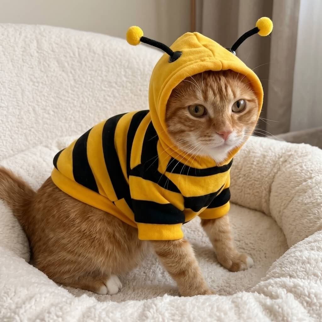 Bee Striped Sweatshirt for Cats In BD || Yellow Black Cat Clothing S/M/L/XL