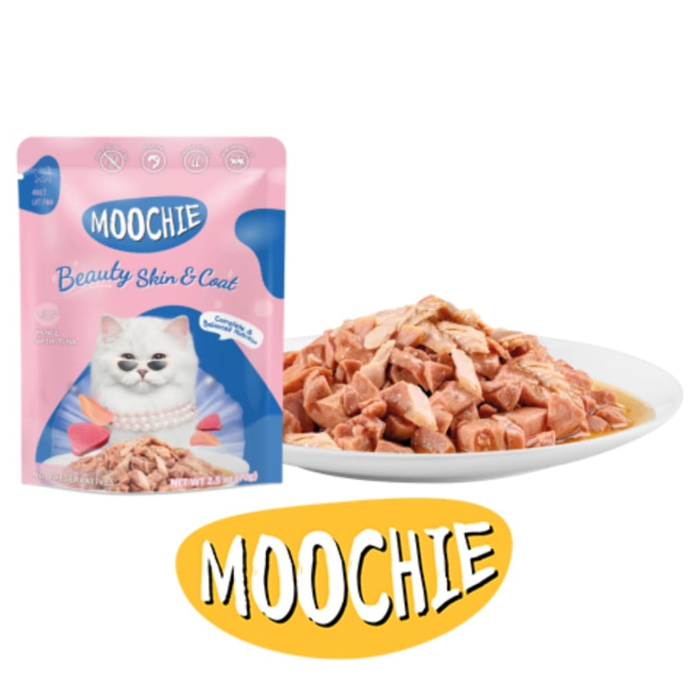 Moochie Adult Wet Cat Food with Tuna Beauty Skin And Coat 70g