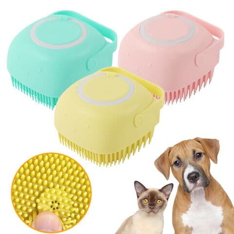 Cat Bath Brush with Shampoo Refill Storage