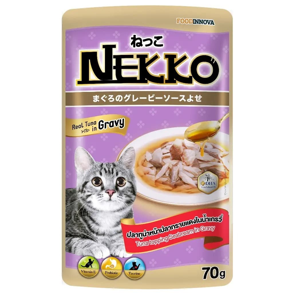 Nekko Pouch Tuna Topping Seabream in Gravy Pouch 70 gm