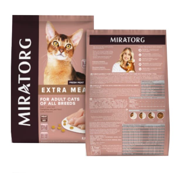 Miratorg Extra Meat with Chicken Dry Food for All Breed Adult Cats 2.1 KG