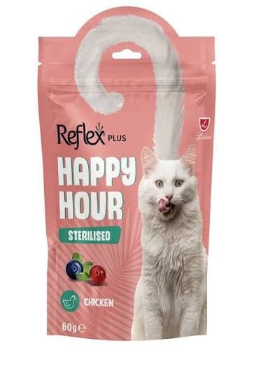 Reflex Plus Happy Hour Sterilised Treat with Chicken, Blueberry & Cranberry Flavor 60g