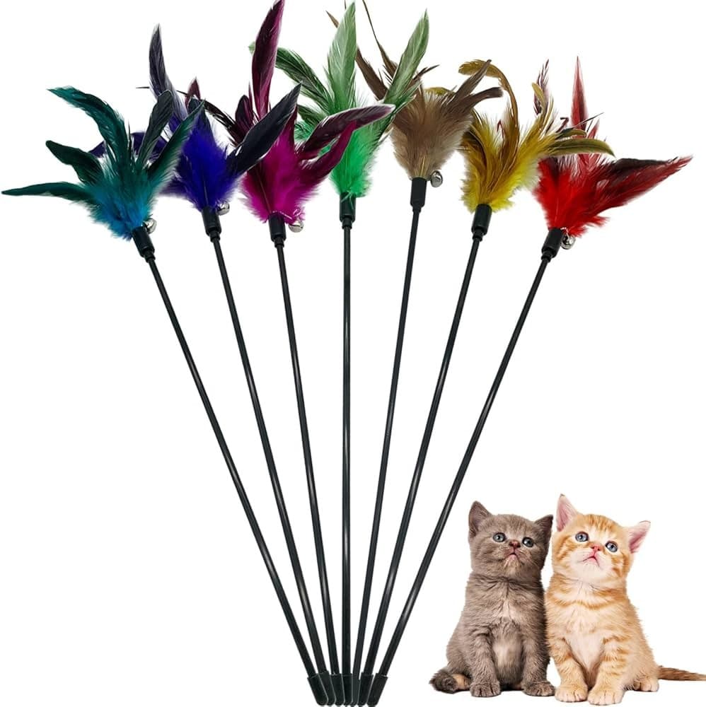 Short Stick Teaser Toy with Feathers for Pets