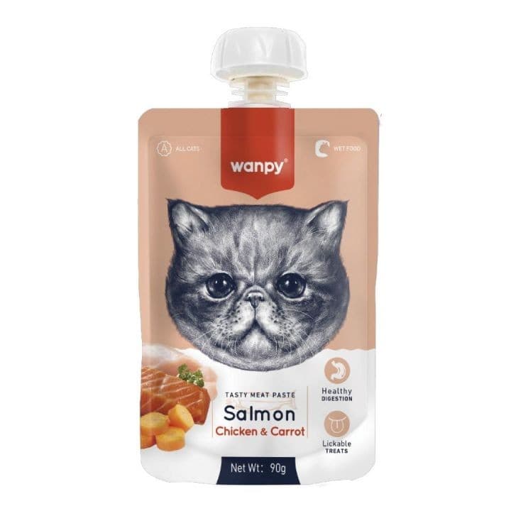 Wanpy Tasty Meat Paste Pouch Salmon, Chicken & Carrot 90 gm
