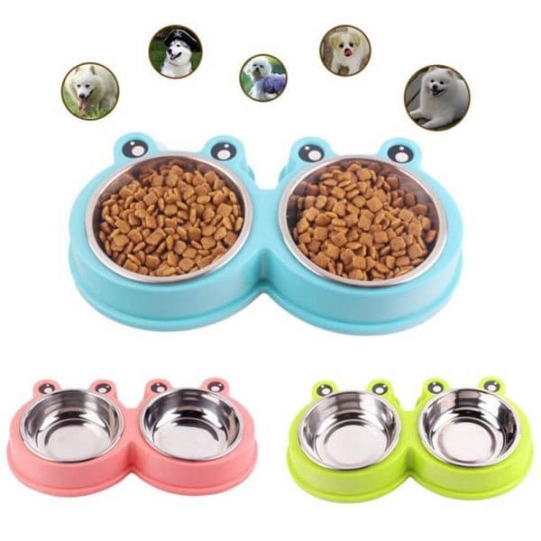 Frog Face Premium Double Steel Water & Food Bowl for Pets