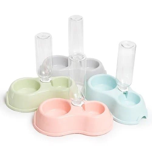 2 in 1 Water & Food Bowl For Pets / Cats with Water Bottle