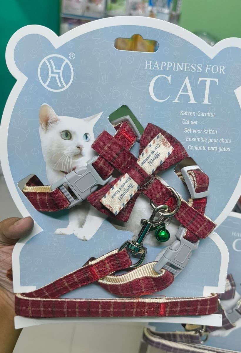 English Bow Dress Harness & Leash Set For Cats