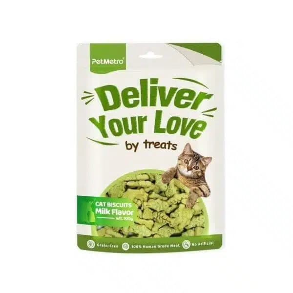 PetMetro Deliver Your Love Cat Biscuits in Milk Flavor 100g