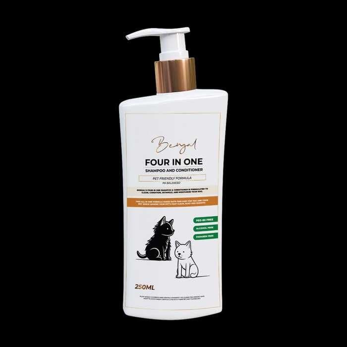 Bengal Four-in-One Pet Friendly Formula PH Balanced Shampoo (Shampoo + Conditioner + Detangle + Moisturizer) - 250ml