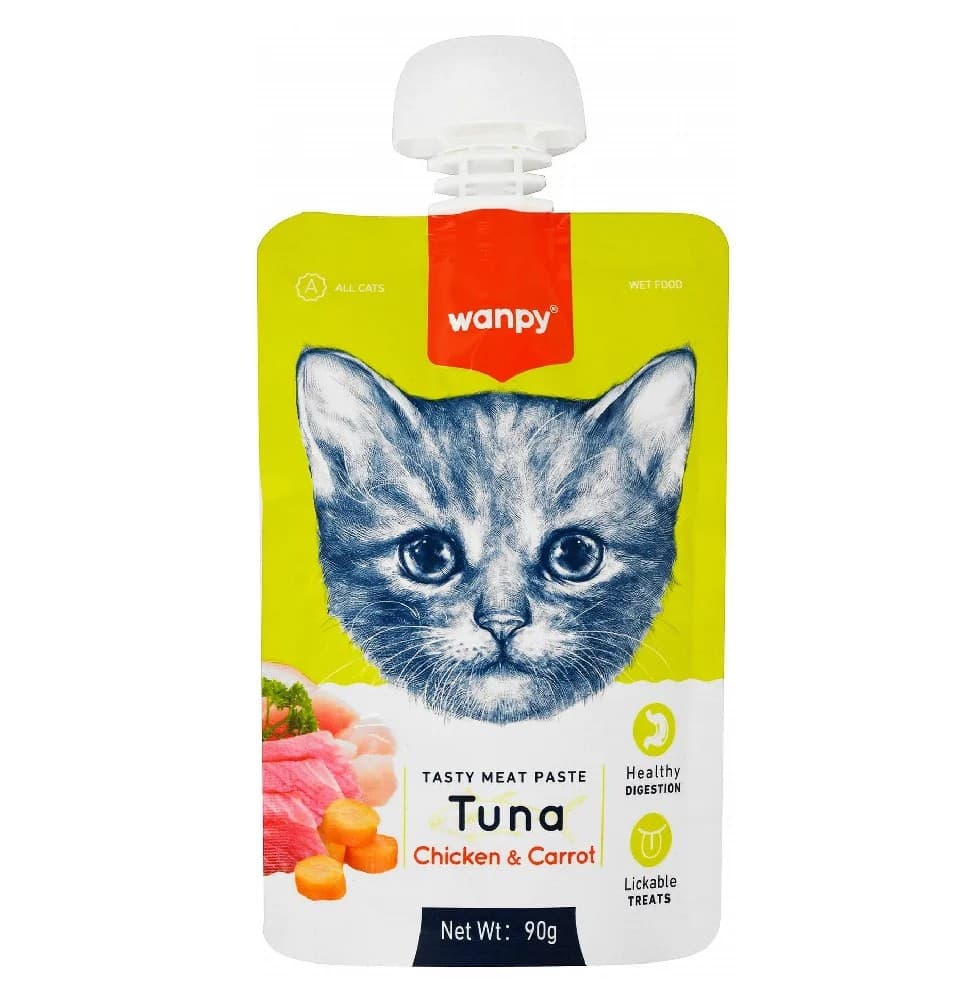 Wanpy Tasty Meat Paste Pouch Tuna, Chicken & Carrot 90 gm