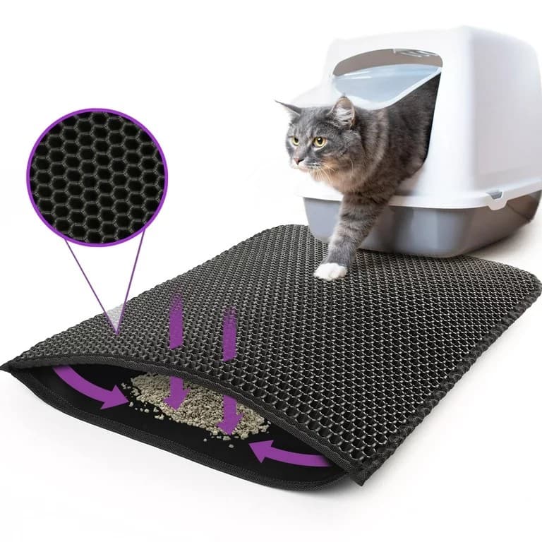 Waterproof Nonslip Double Layer Pet Litter Box Mat with Adhesive Tape