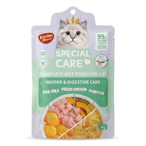 Kitchen Flavor Special Care Complete Cat Food Pouch Indoor & Digestive Care 70gm