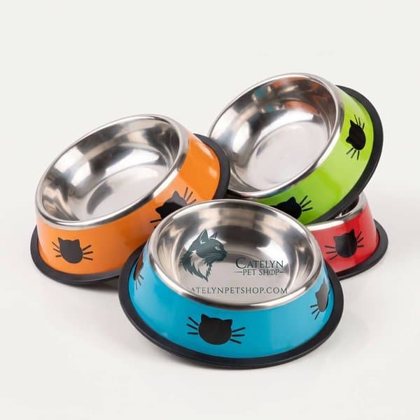 Food Bowl with Stainless Steel (Meow Printed)