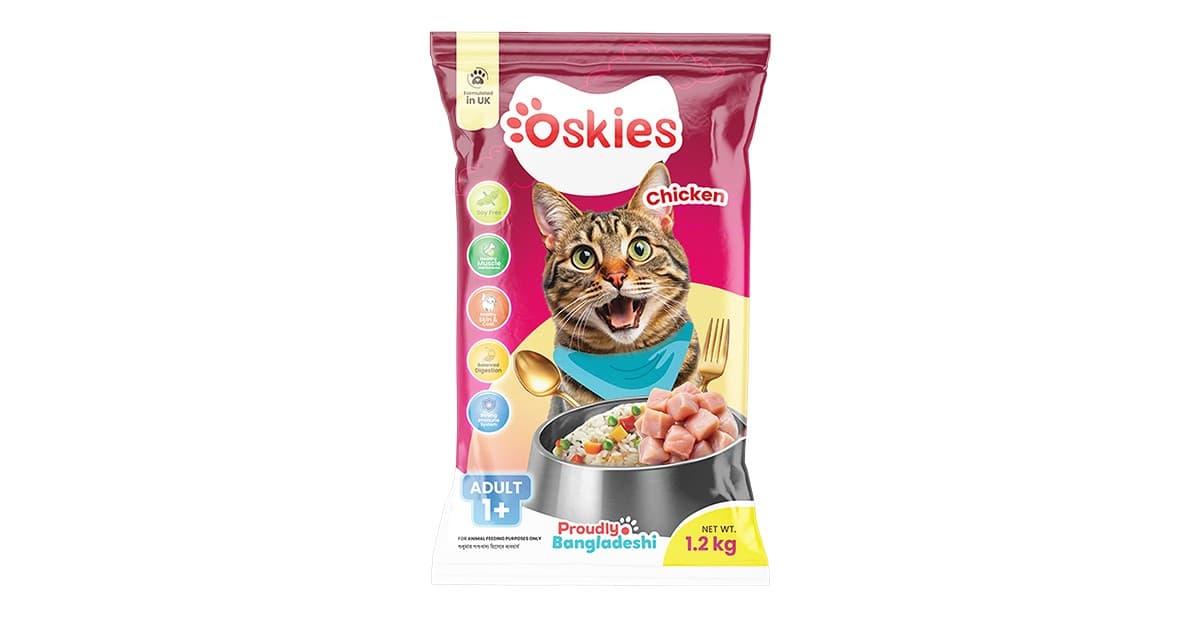 Oskies Adult Cat Food Chicken Flavour 1.2 kg + 300 gm Extra