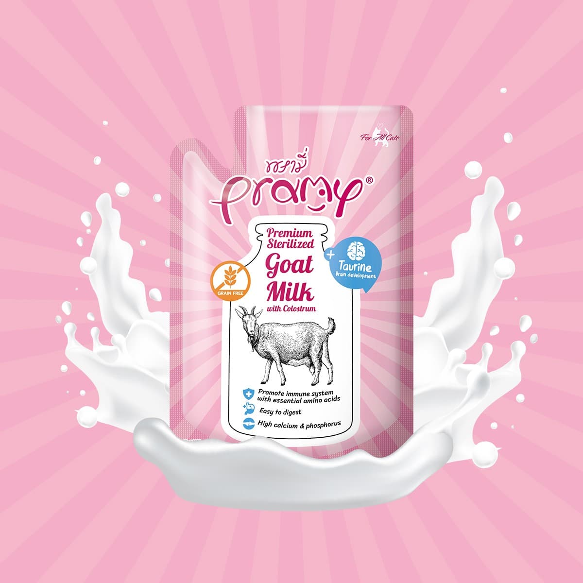 Pramy Premium Goat Milk with Colostrum & Taurine for All Cats 60gm