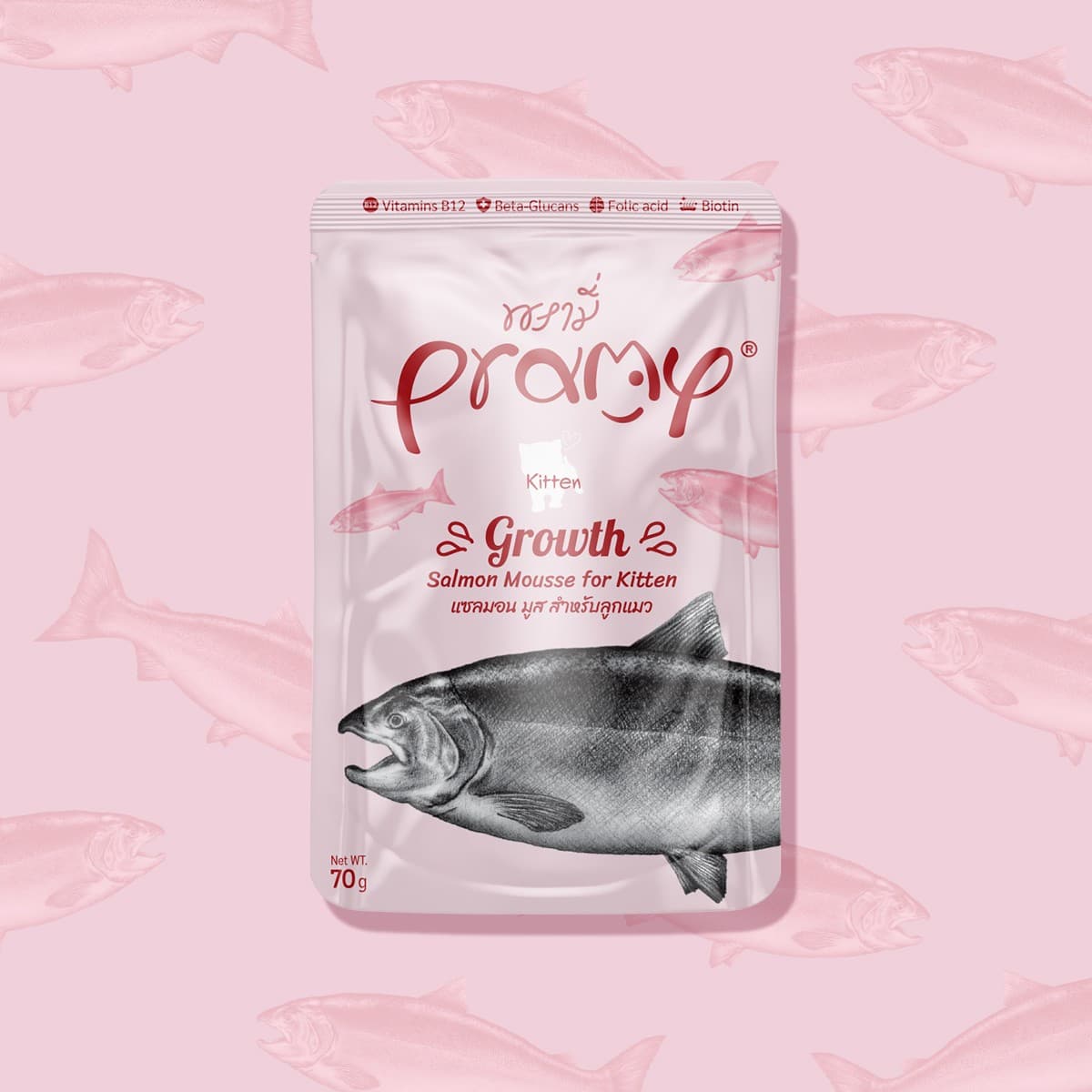 Pramy GROWTH Pouch Salmon Mousse for Kitten 70gm