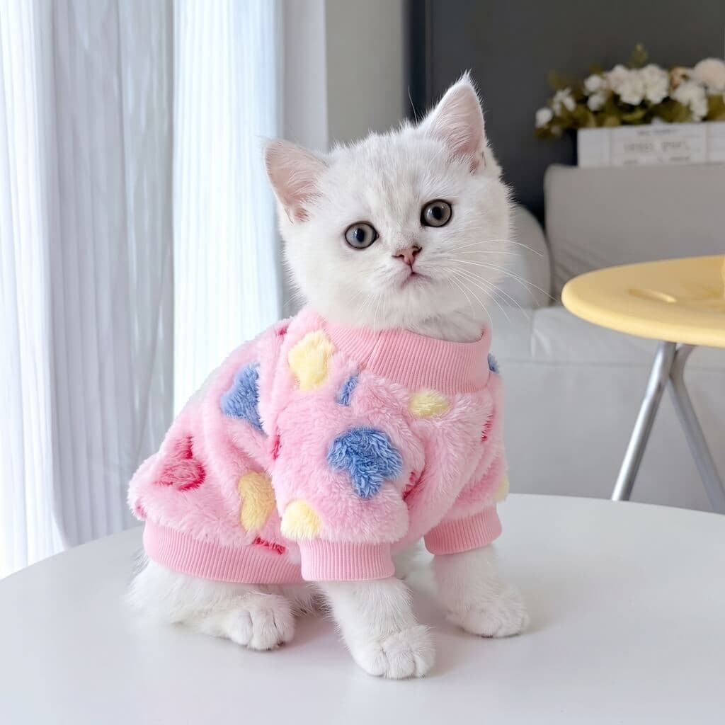 Pink Flannel Sweater for Cats In BD || Soft Winter Cat Clothing S/M/L