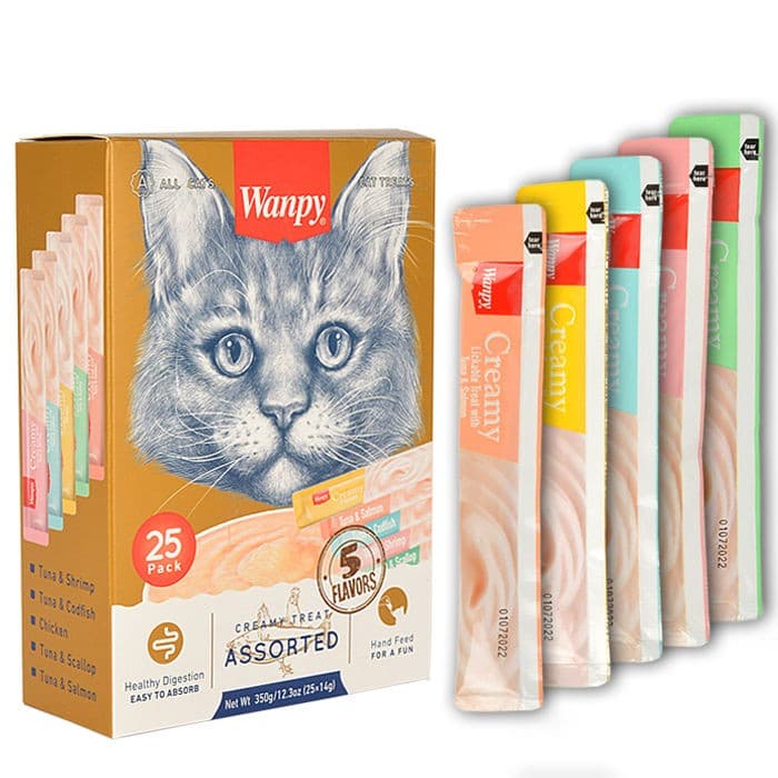 Wanpy Creamy Cat Treat Assorted Mix Flavour 350 gm (25*14gm)