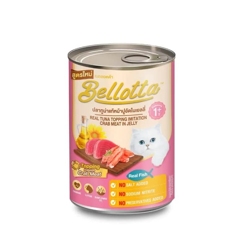 Bellotta Can Food Real Tuna Topping Imitation Crab Meat In Jelly 400 gm
