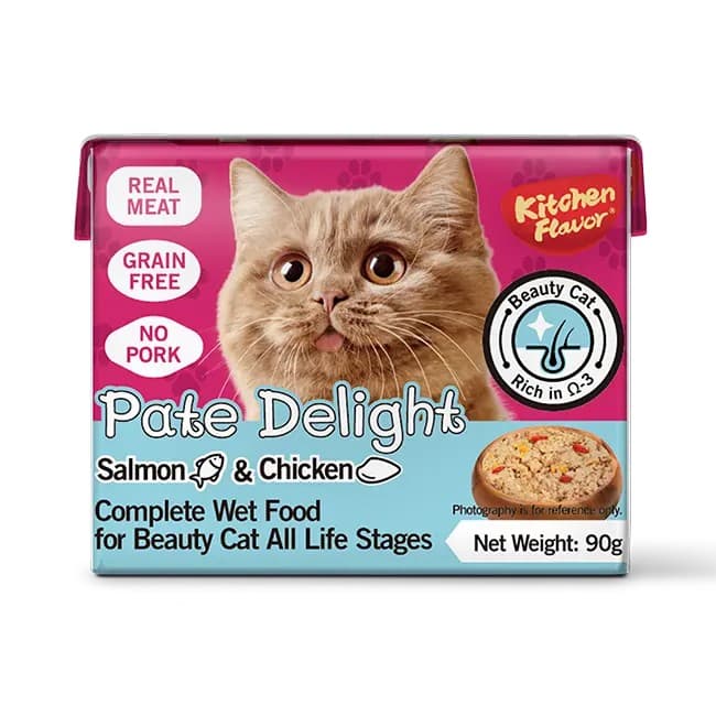 Kitchen Flavor Pate Delight Salmon & Chicken Beauty Wet Cat Food All Life Stages 90 gm