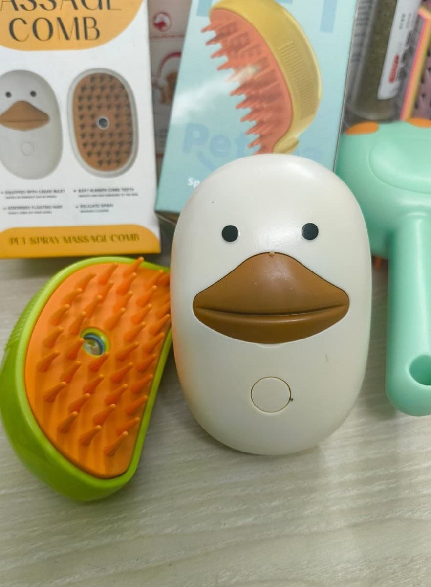 Electric Cat Steam Brush Pet Hair Removal Grooming Brush Duck Shaped