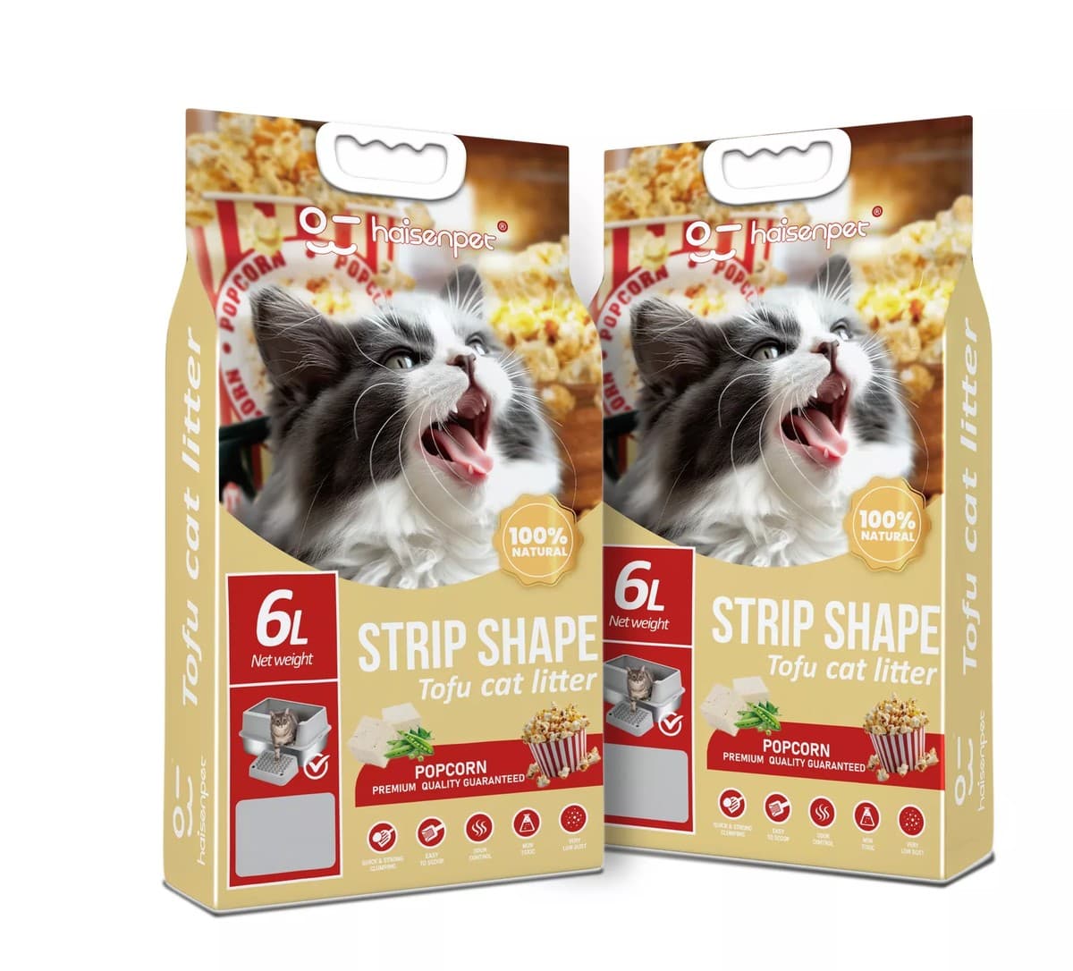 Haisenpet Tofu Cat Litter Popcorn Flavour 6L