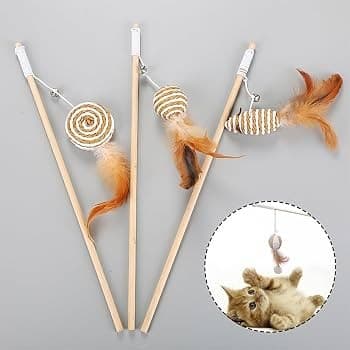 Wooden Long Stick Teaser Toy
