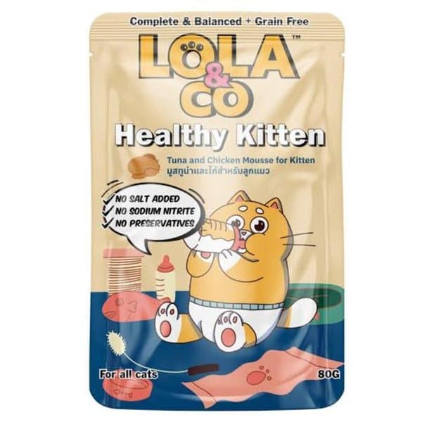 Lola & Co HEALTHY KITTEN Pouch Tuna & Chicken Mousse For Kitten 80 gm