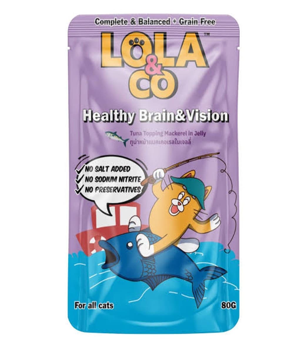 Lola & Co HEALTHY BRAIN & VISION Pouch Tuna Topping Mackerel in Jelly for All Cats 80gm