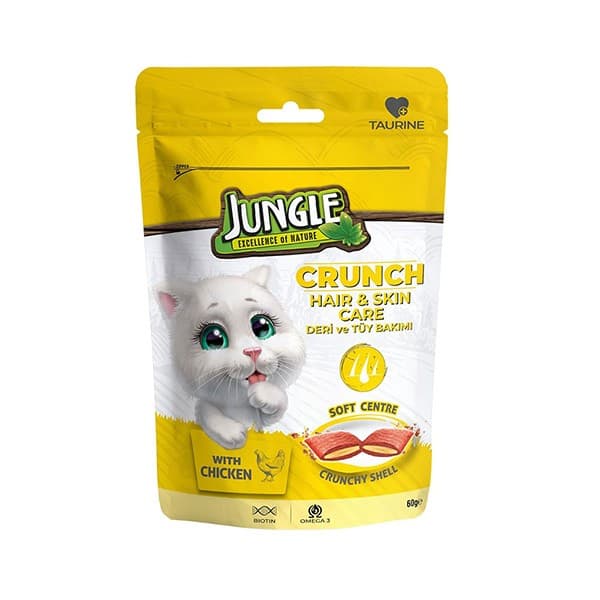 Jungle Crunch Dry Cat Treat Hair & Skin with Chicken 60gm
