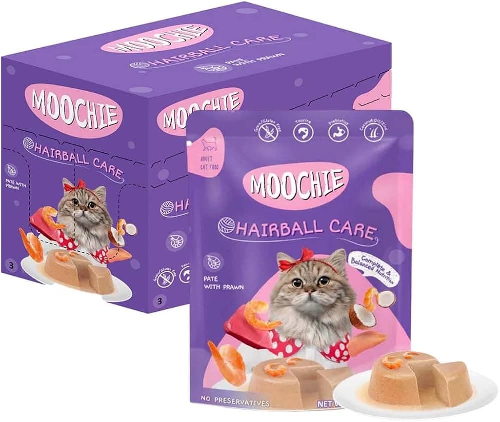 Moochie Adult Cat Wet Food Hairball Care with Prawn 70g