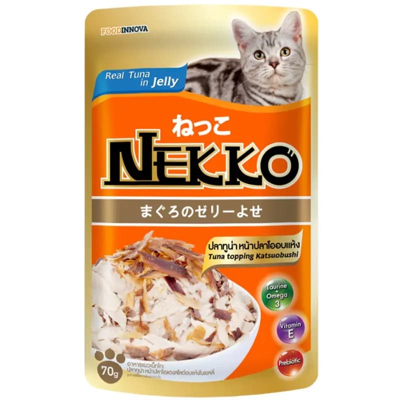 Nekko Adult Pouch Real Tuna Topping Katsuobushi in Jelly 70g