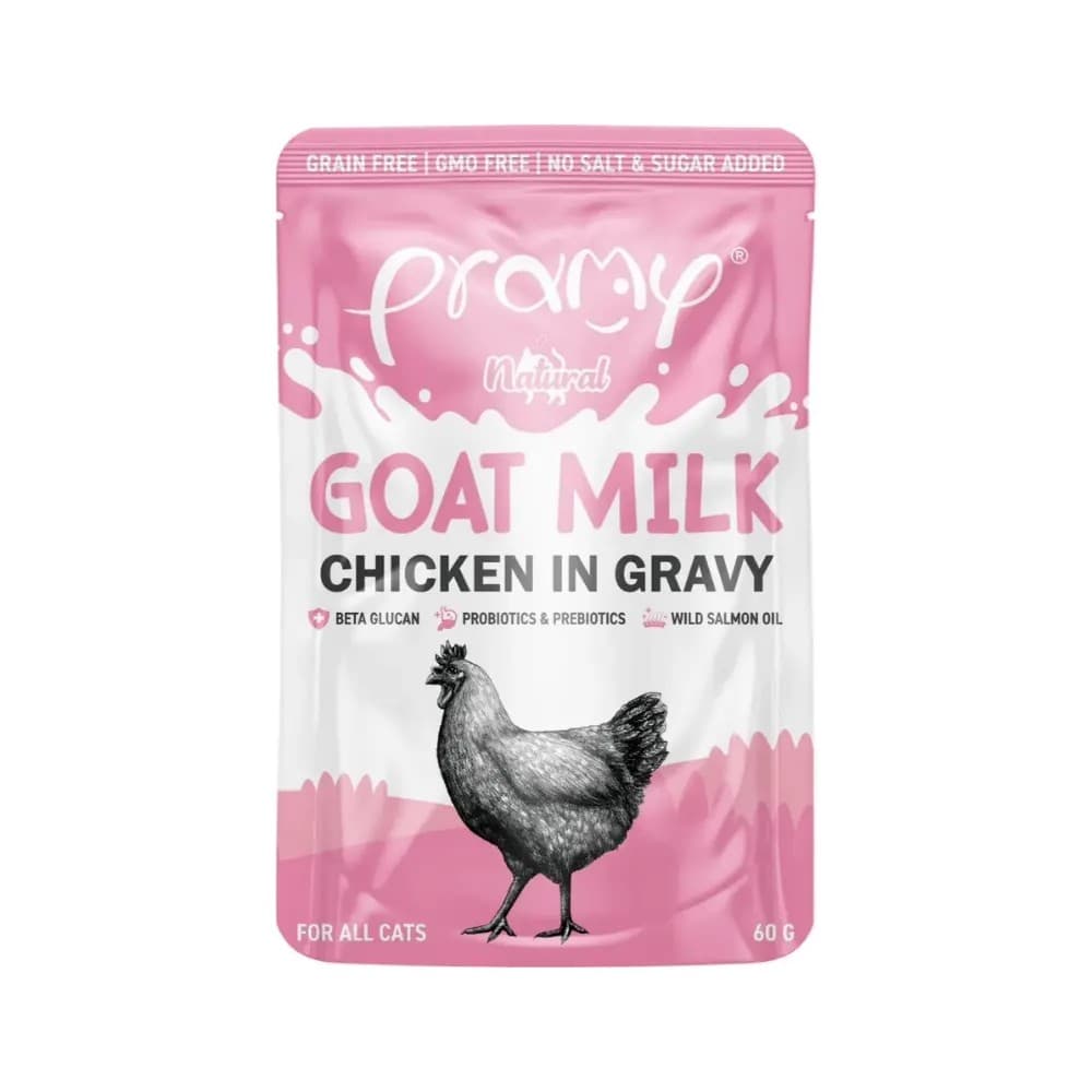 Pramy Premium Goat Milk Pouch with Chicken in Gravy 60g