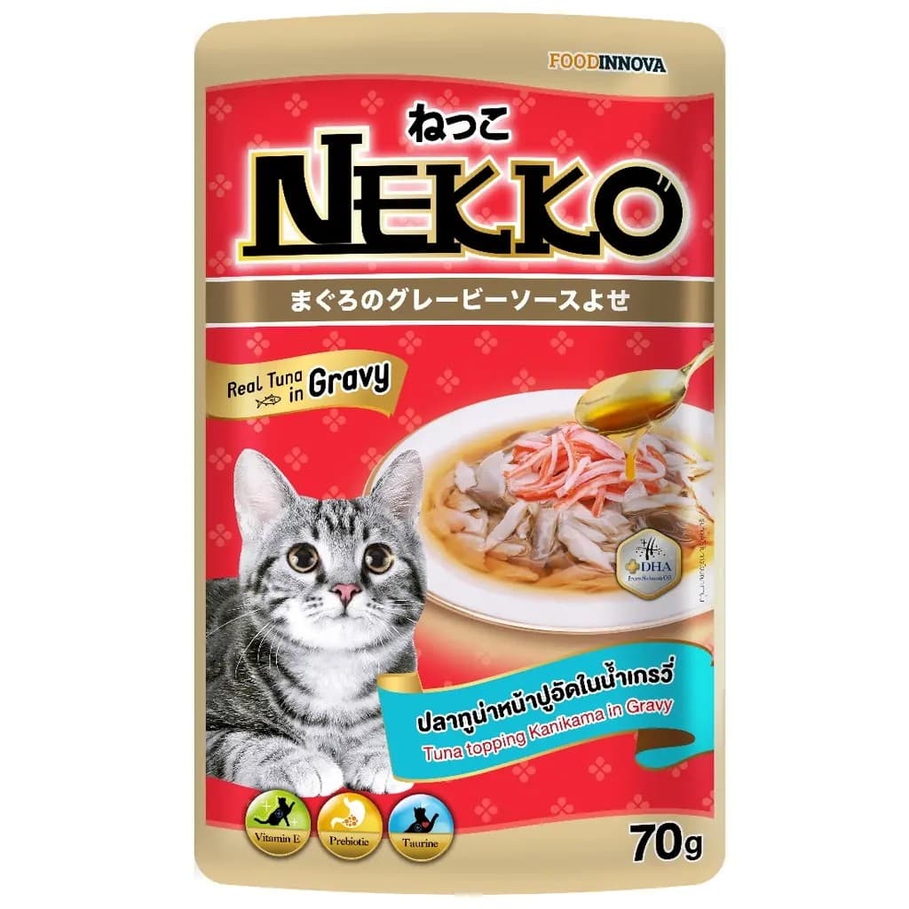 Nekko Adult Pouch Real Tuna Topping Kanikama in Jelly 70g