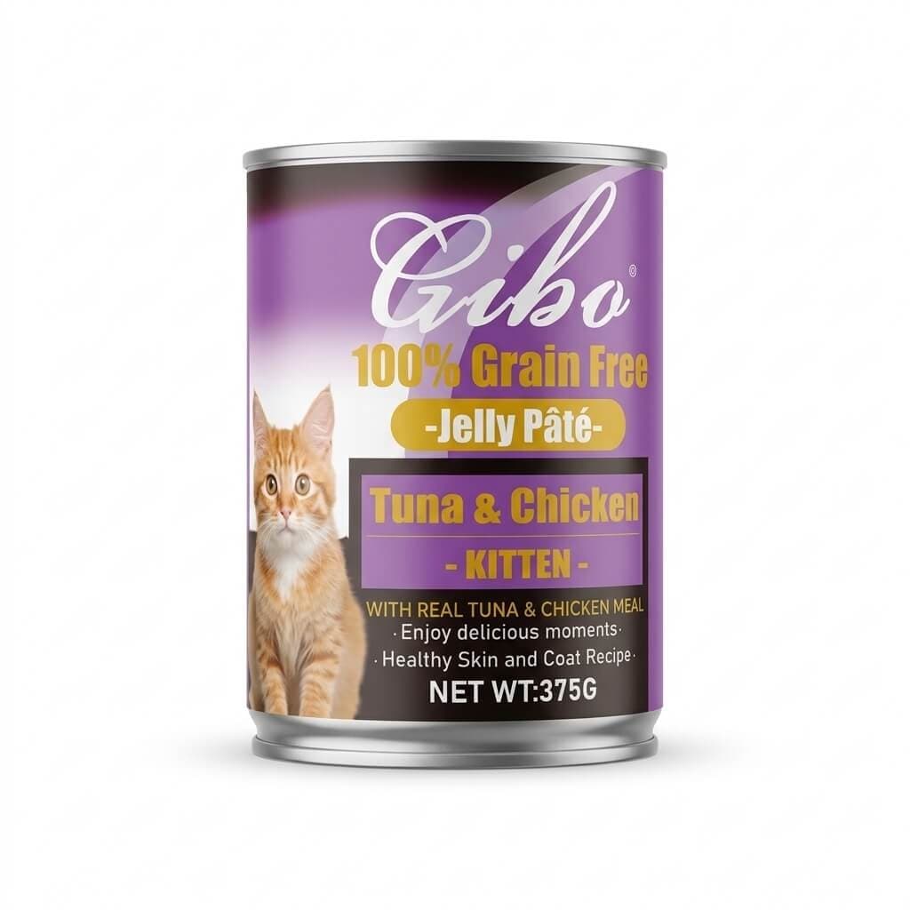 Gibo GRAIN FREE Kitten Can Food Chicken & Tuna 375gm (Jelly)