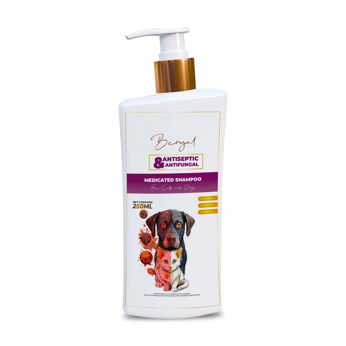 Bengal Antiseptic & Antifungal Medicated Shampoo for Cats and Dogs - 250ml