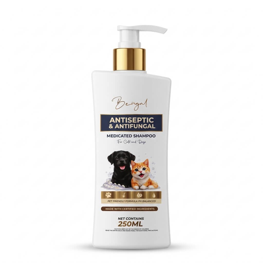 Bengal Antiseptic & Antifungal Medicated Shampoo for Cats and Dogs - 250ml